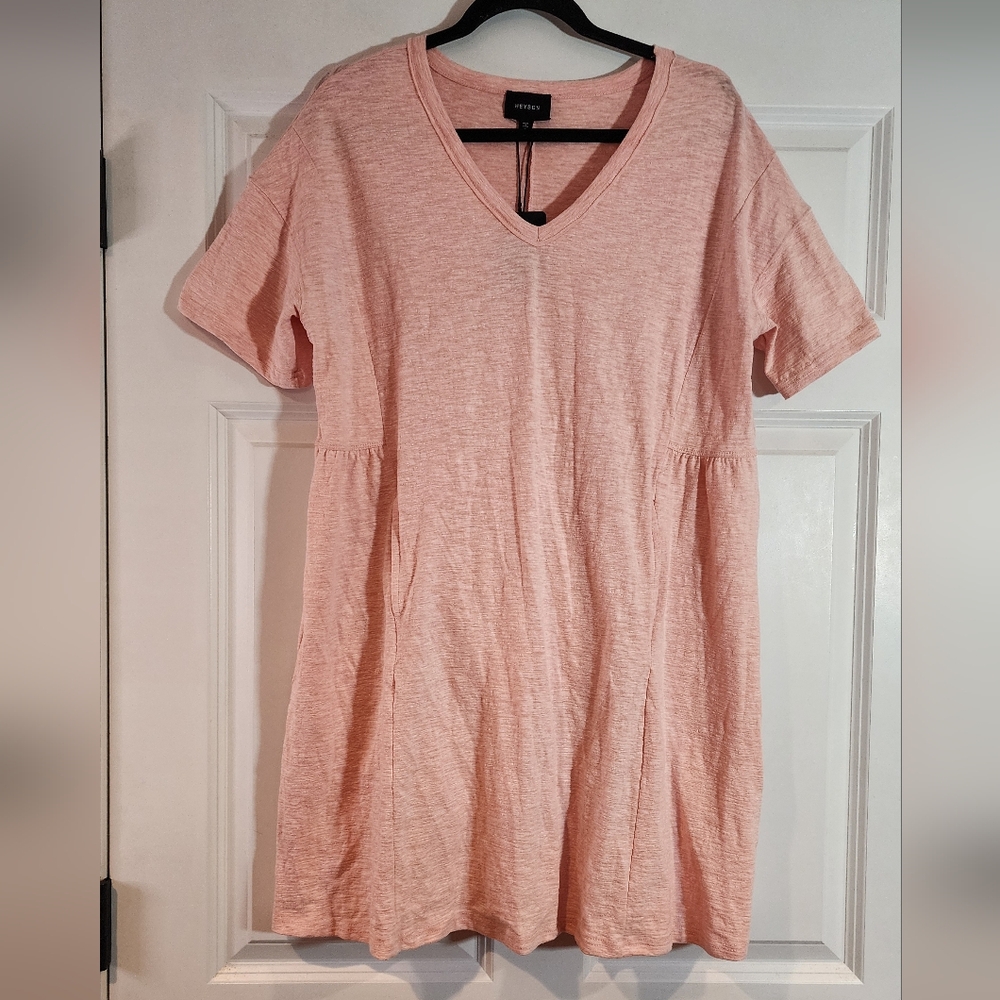 NWT Heyson Pink V-Neck Short Sleeve Oversized Dress S